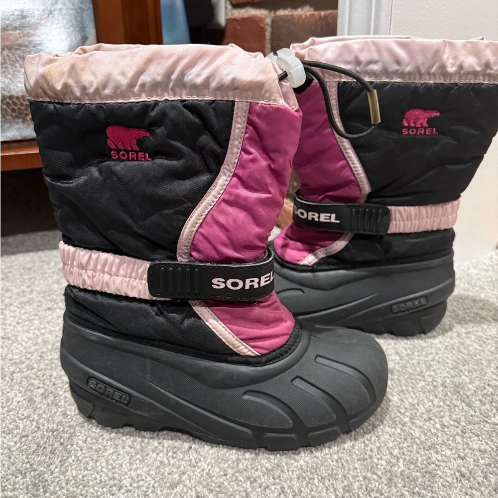 Sorel Black and Pink Snow Boots